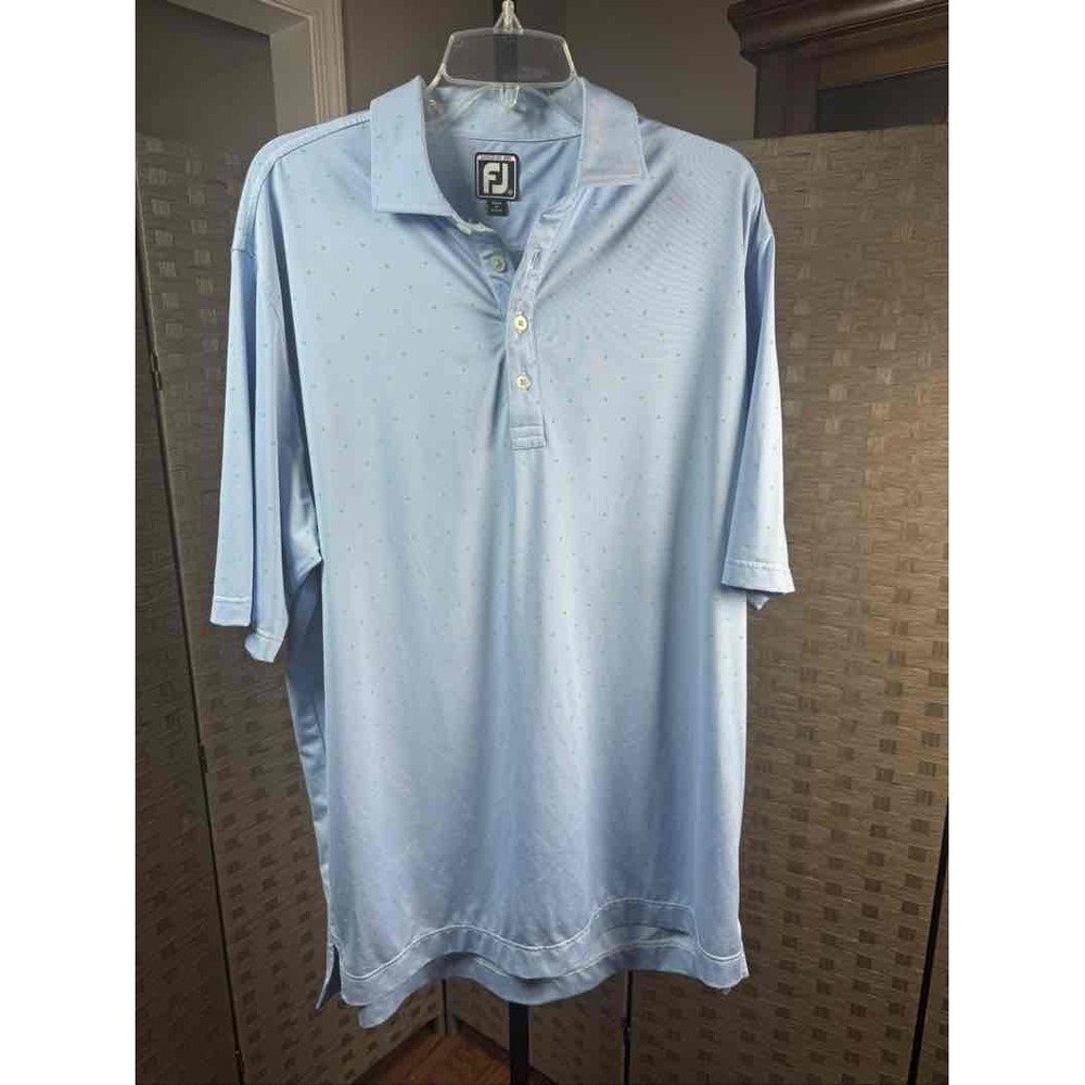 FootJoy FJ Men's Athletic Fit Blue Polka Dot Performance Golf Polo Shirt X-Large